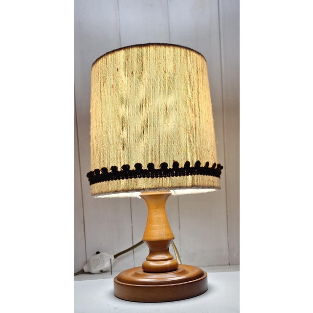 1970s Vintage German Beechwood Table Lamp, 1970s For Sale - Image 5 of 7