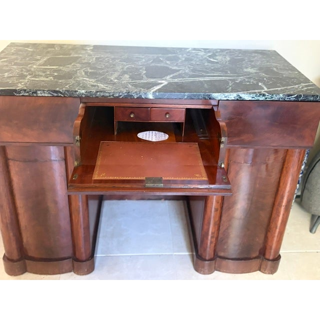 Very Rare Antique Mahogany Marble Top Writing Desk Circa 1820 For Sale - Image 4 of 9