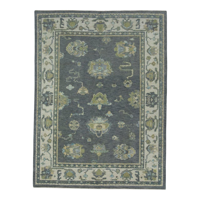 Turkish Oushak Rug 5'1" x 6'9" #17107 For Sale
