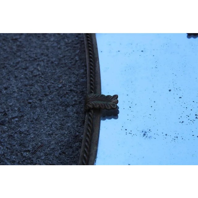 Italian Table Mirror with Acanthus Leaves in Burnished Brass, 1950s For Sale - Image 4 of 12