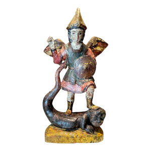 18th Century Spanish Polychrome Wood Carving of St. Michael