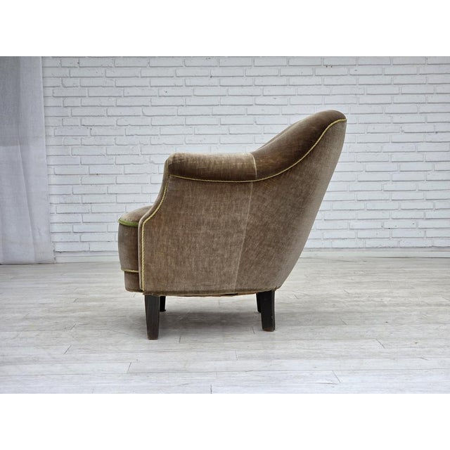 Danish Armchair in Green Furniture Velour, 1960s For Sale - Image 15 of 18