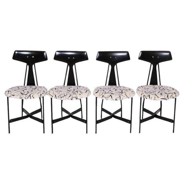 1960s Set of Four Ebonized Modenist Side Chairs For Sale - Image 15 of 18