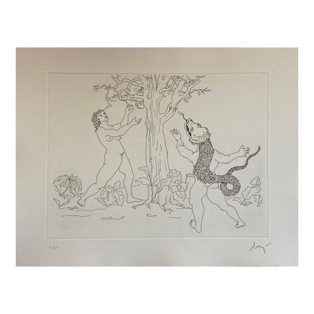 Enrico Baj Italian Surrealist Aquatint Etching Enrico Baj Pop Art Nude Mod Cherubs Angels c.1980's For Sale