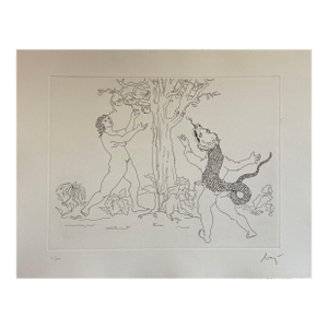 Enrico Baj Italian Surrealist Aquatint Etching Enrico Baj Pop Art Nude Mod Cherubs Angels c.1980's