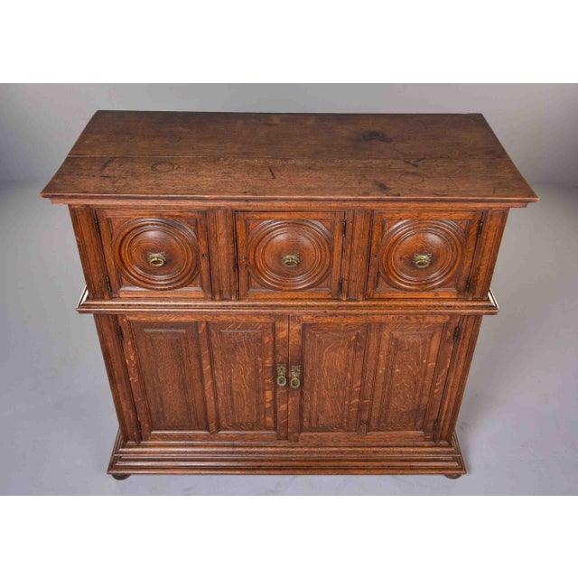 19th Century French Oak Two-Part Cabinet in the Louis XIII Style For Sale - Image 4 of 12