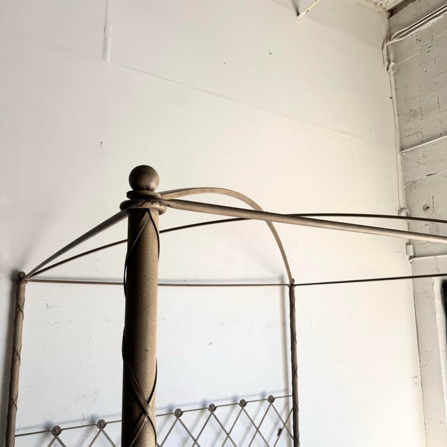 Metal Vintage Hollywood Regency Iron Canopy Bed For Sale - Image 7 of 11