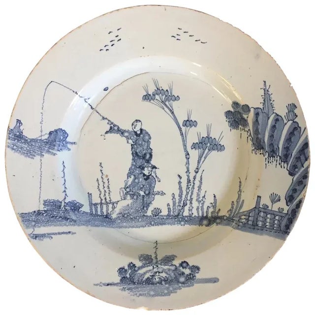 Antique 18th Century English London Delft Blue & White Faience Platter in the Chinese Kangxi Taste For Sale - Image 11 of 11
