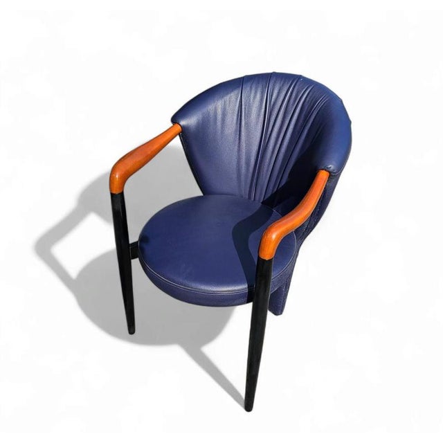 Armchairs in Dark Blue Leather from Costantini, Set of 6 For Sale - Image 9 of 9