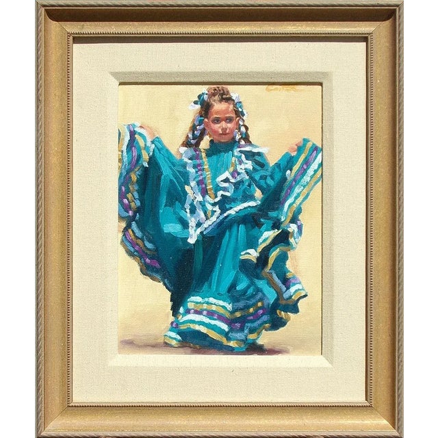 1990s Mitch Caster Oil Painting of a Dancing Girl, Framed For Sale In Denver - Image 6 of 6