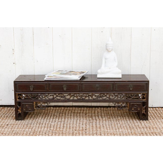 Antique Brown & Gilt Chinese Kang Table For Sale - Image 11 of 11