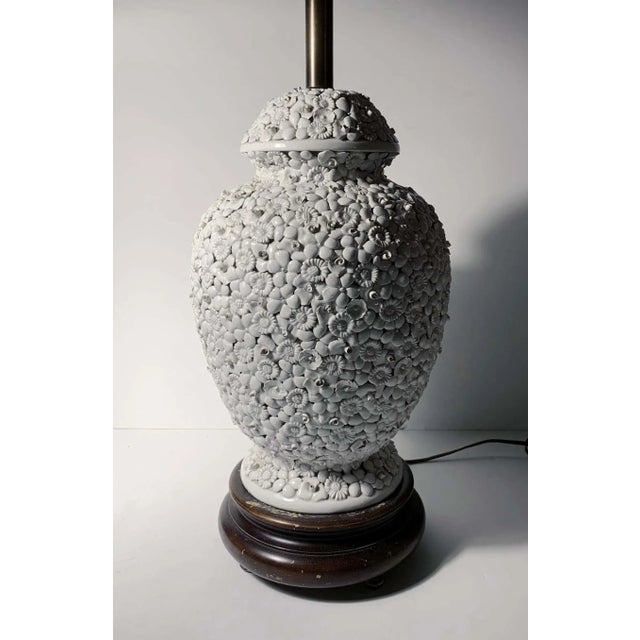 Mid-Century Modern Vintage Italian Antonio Zen White Flower Lamps - A Pair For Sale - Image 3 of 10