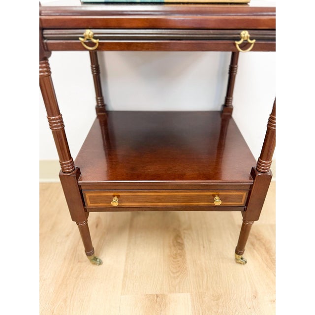 Vintage Mahogany Traditional Side Table Pullout Tray Regency Style Accent For Sale - Image 15 of 17