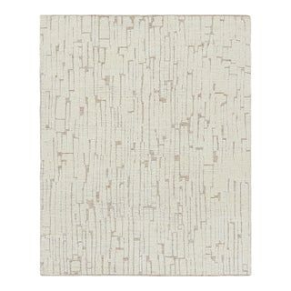 Rug & Kilim’s Contemporary Rug in White with High-Low Geometric Patterns - 12x16 For Sale