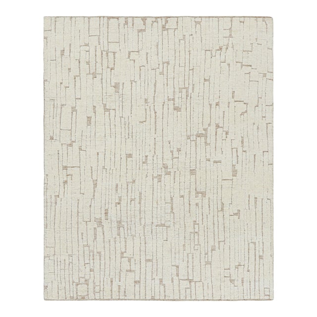 Rug & Kilim’s Contemporary Rug in White with High-Low Geometric Patterns - 12x16 For Sale