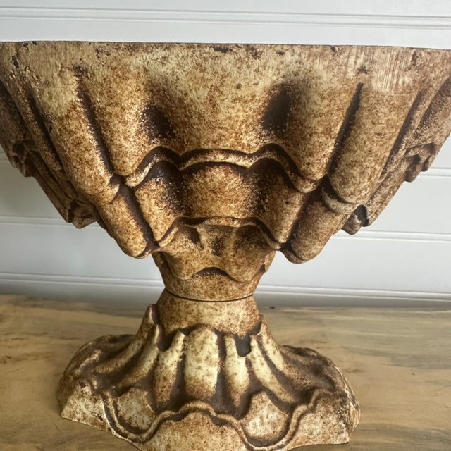 Antique Victorian Cast Iron Pedestal Urn Jardiniere Planter W/ Original Paint For Sale - Image 6 of 11
