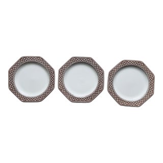 Vintage English Brown and White Royal Staffordshire Liberty Ironstone 7” Plates - Set of Thre For Sale