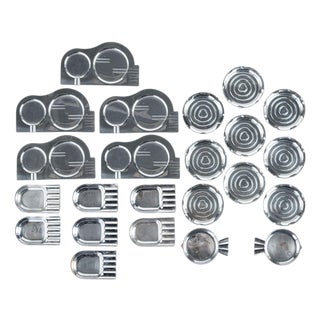 Antique Art Deco Chase & Manning Bowman Chrome Cigarette Ashtrays 1930s For Sale