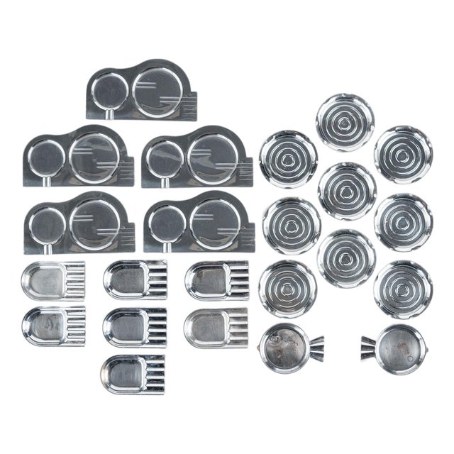 Antique Art Deco Chase & Manning Bowman Chrome Cigarette Ashtrays 1930s For Sale