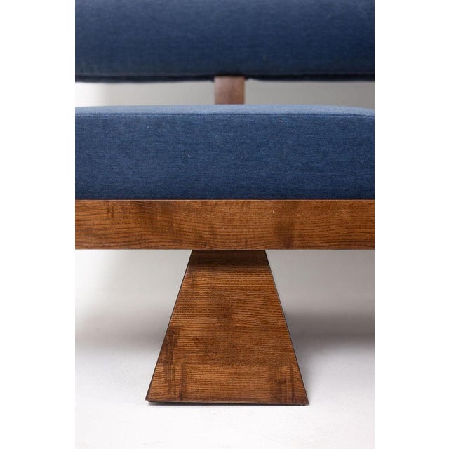 3-Seater Sofa in Ash Wood and Blue Mohair Velvet For Sale - Image 5 of 11