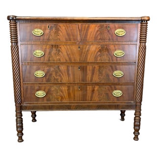 Antique Sheraton Mahogany Cookie Corner Four Drawer Chest Commode For Sale