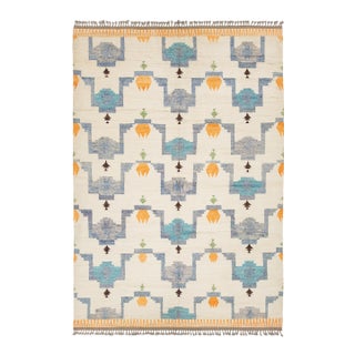 Abstract Geometric Hand-Knotted Modern Moroccan Style Wool Rug 10x15 For Sale