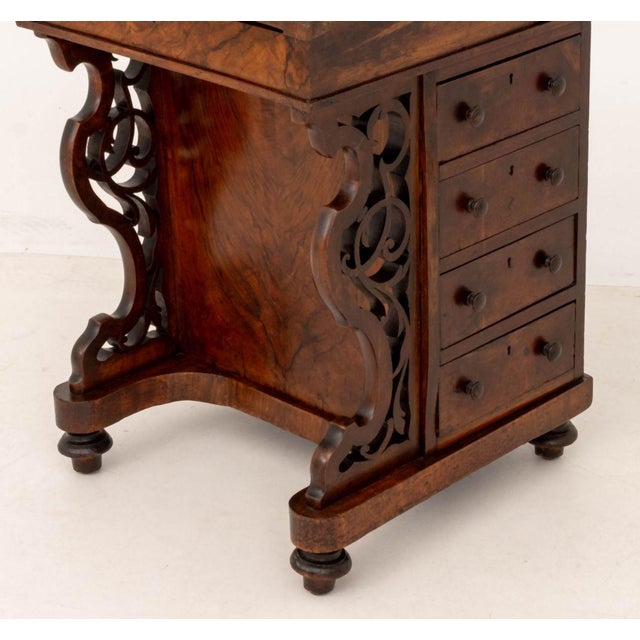 Brown Victorian Burl Walnut Davenport Desk, 19th C. For Sale - Image 8 of 13