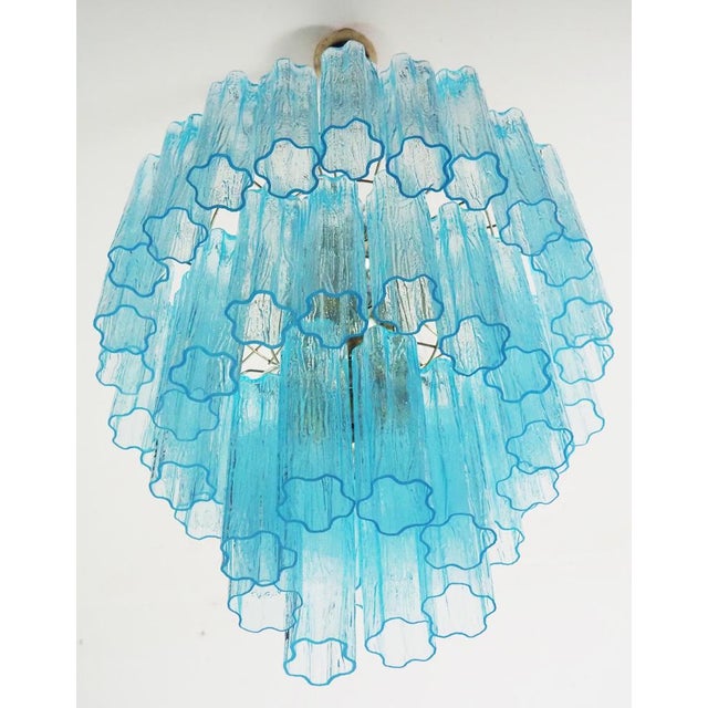 Glass 3-Tier Murano Glass Tube Chandelier, 1990s For Sale - Image 7 of 17