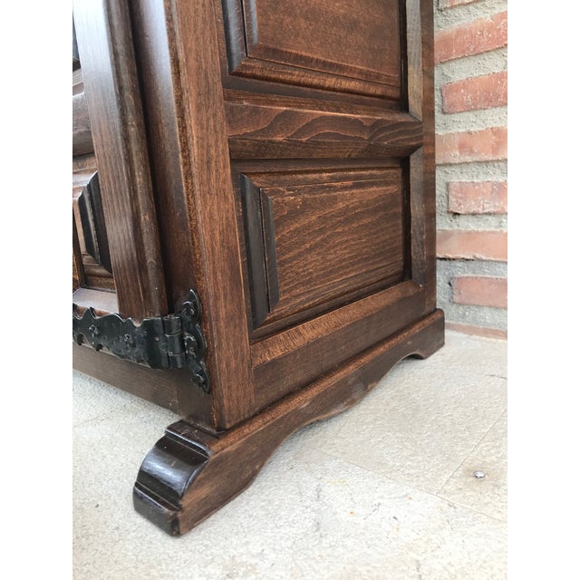 20th Century Spanish Carved Dark Walnut Tuscan Two Drawers Credenza or Buffet For Sale - Image 10 of 13