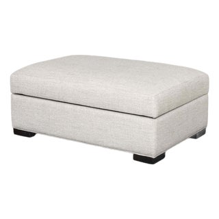 Contemporary Gray Upholstered Storage Ottoman For Sale