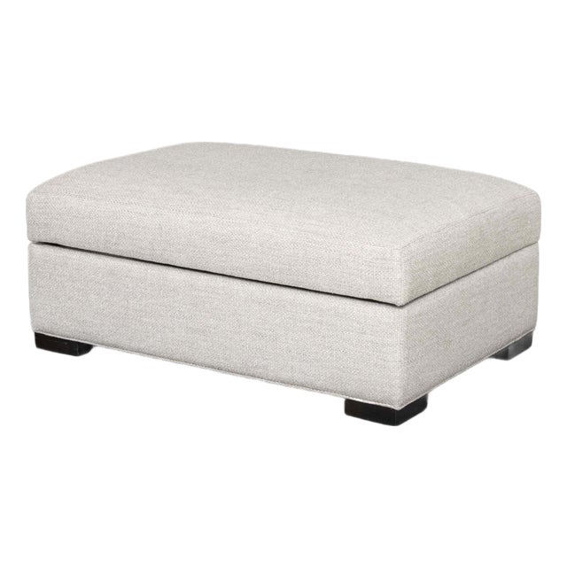 Contemporary Gray Upholstered Storage Ottoman For Sale