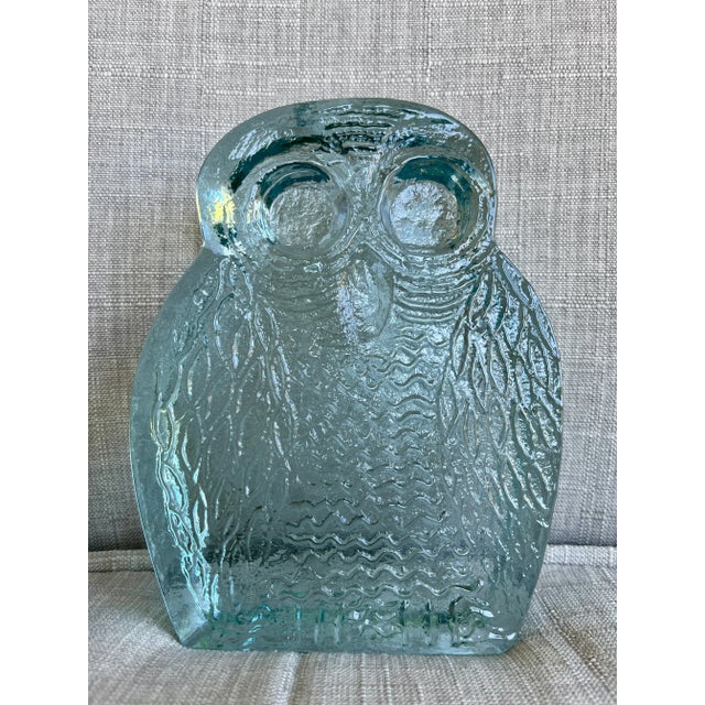 Blenko Clear Glass Blenko Owl Bookends – Mid-Century Modern For Sale - Image 4 of 8