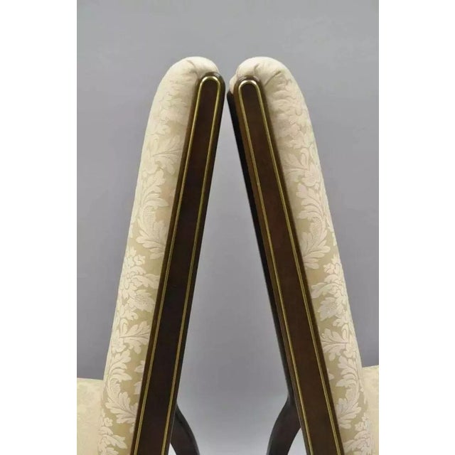 Mid-Century Modern Late 20th Century William Doezema Baker Mastercraft Brass Inlay Upholstered Dining Chairs - Pair For Sale - Image 3 of 10