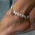Contemporary Hamsa Hand Butterfly Beaded Pearl Anklet For Sale - Image 3 of 7