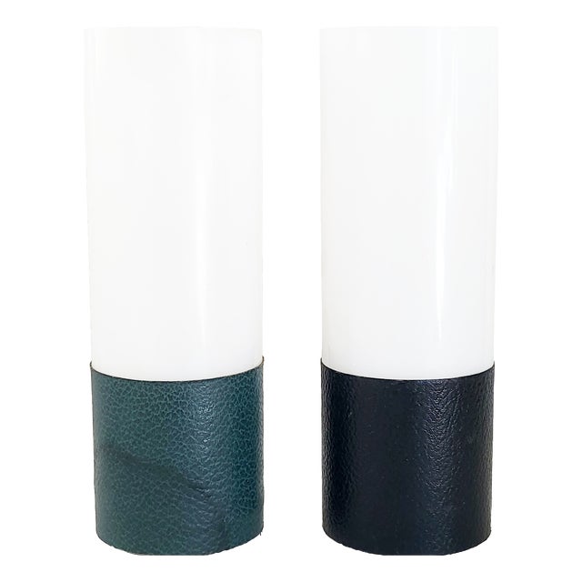 Vintage Table Lamps in Acrylic Glass and Vinyl from Seci, France, 1960s, Set of 2 For Sale