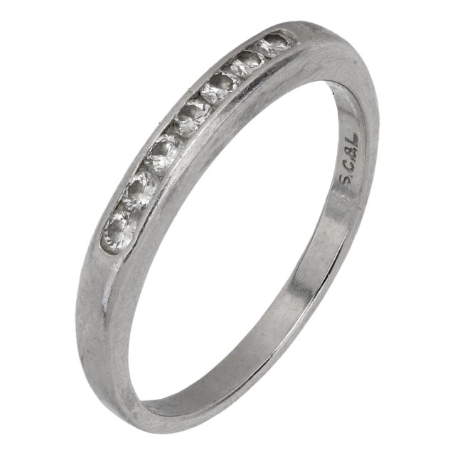 Mid Century Diamond Platinum Wedding Band For Sale