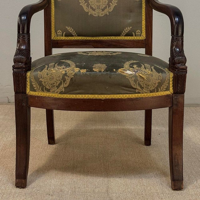 Pair 19th Century French Empire Period Mahogany Armchairs ~ Fauteuils For Sale - Image 13 of 17