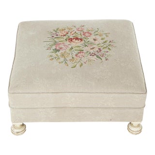 Mid 20th Century Oversized Needlepoint Hassock Ottoman For Sale