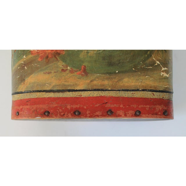 Antique Leather Wrapped Floral Wastebasket For Sale - Image 10 of 11