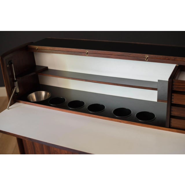 Brown Vintage Rosewood Danish Modern Dry Bar Credenza Cabinet For Sale - Image 8 of 13