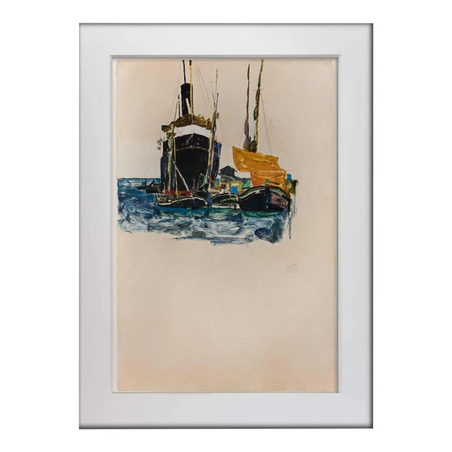 Egon Schiele “Boats at Trieste”Framed Print For Sale