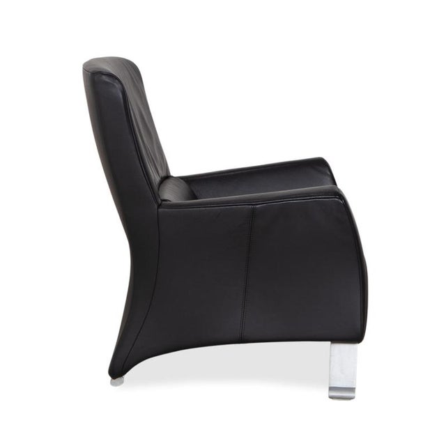 Set of Model 322 Armchair and Ottoman in Black Leather from Rolf Benz For Sale - Image 14 of 18