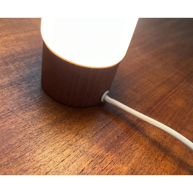 Brown Mid-Century Minimalist Teak and Glass Table Lamp, 1960s For Sale - Image 8 of 18