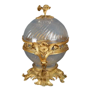 Mid 20th Century Eric Stepniewski French Louis XV Ormolu Crystal Incense Burner Centerpiece Bowl