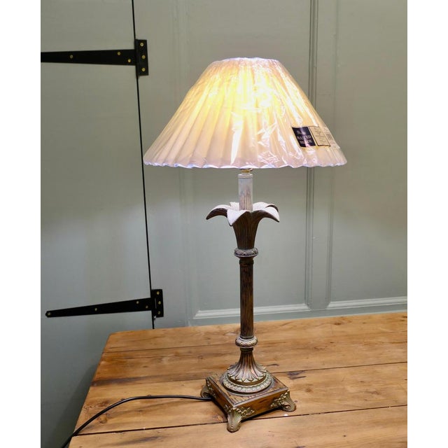Arts and Crafts Simulated Copper and Brass Table Lamp, 1960 For Sale - Image 4 of 8