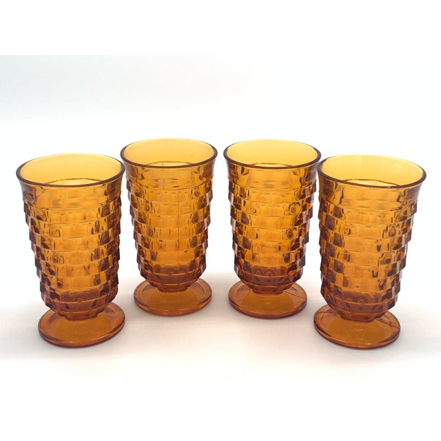 Vintage Indiana Whitehall Colony Cubist Pitcher and matching set of four glasses! This brings a touch of classic mid-...