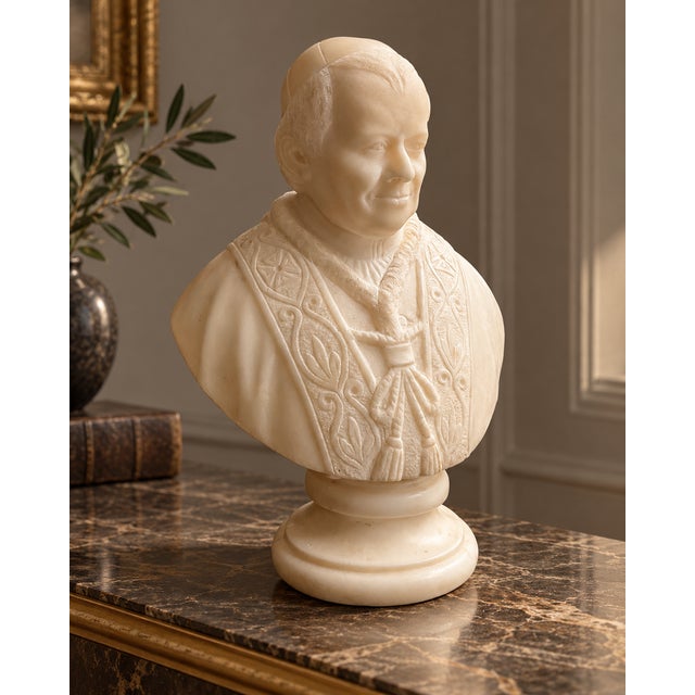 Italian School, Bust of Pope Pius IX, 1800s, Alabaster For Sale - Image 6 of 11