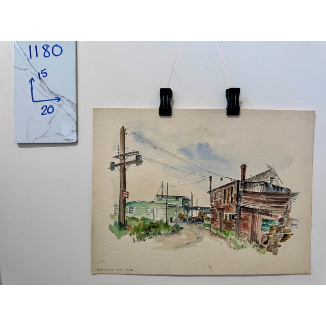 Paper Henry Emil Salloch Original Watercolor on Paper Port Clyde, Maine. 1950 For Sale - Image 7 of 7