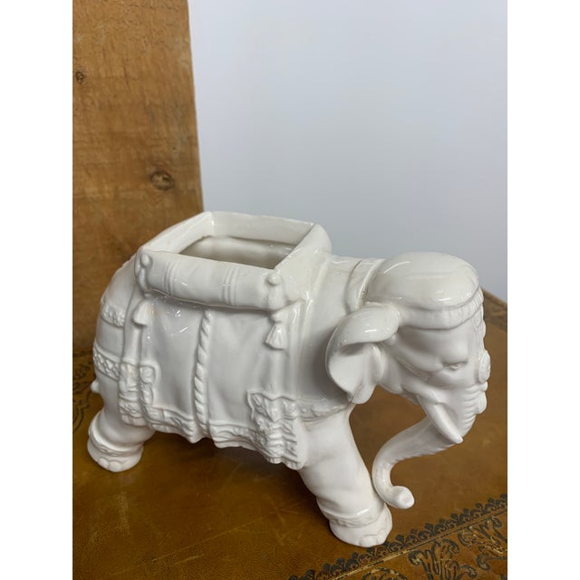 Small Vintage Porcelain Blanc De Chine Elephant Figurine Planter For Sale - Image 4 of 4