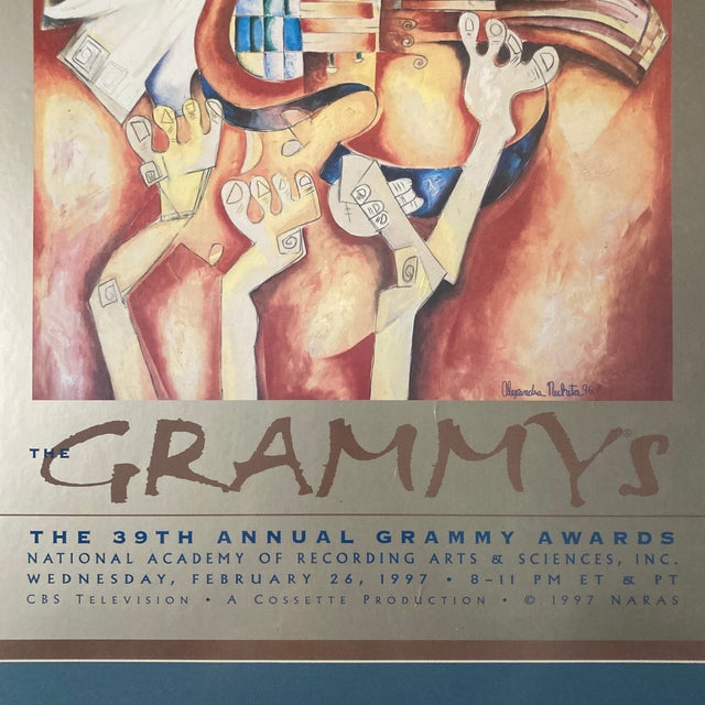 Abstract 1997 Signed Alexandra Nechita Cubist Grammy Poster / Original Artist Remarques, Gallery Stamped For Sale - Image 3 of 12